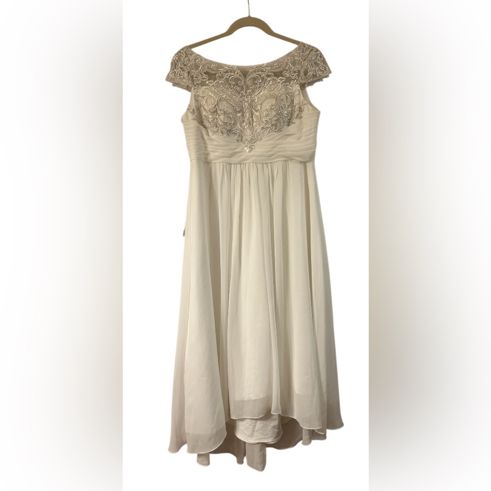 Chic Cream Embroidered High-Low Dress - Picture 3 of 4